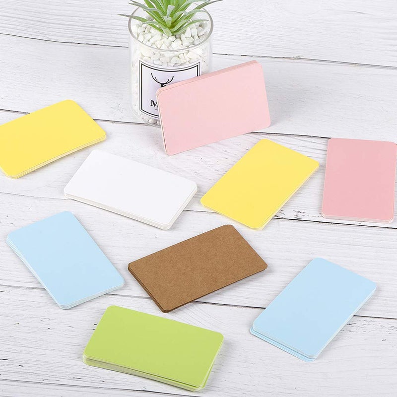 Nettbe 100pcs 3.54"x2" Blank Kraft Paper Business Card, Words Message Notes paper Tags, Mini Craft Cardboard Festival gifts - 6 colors - Image 4